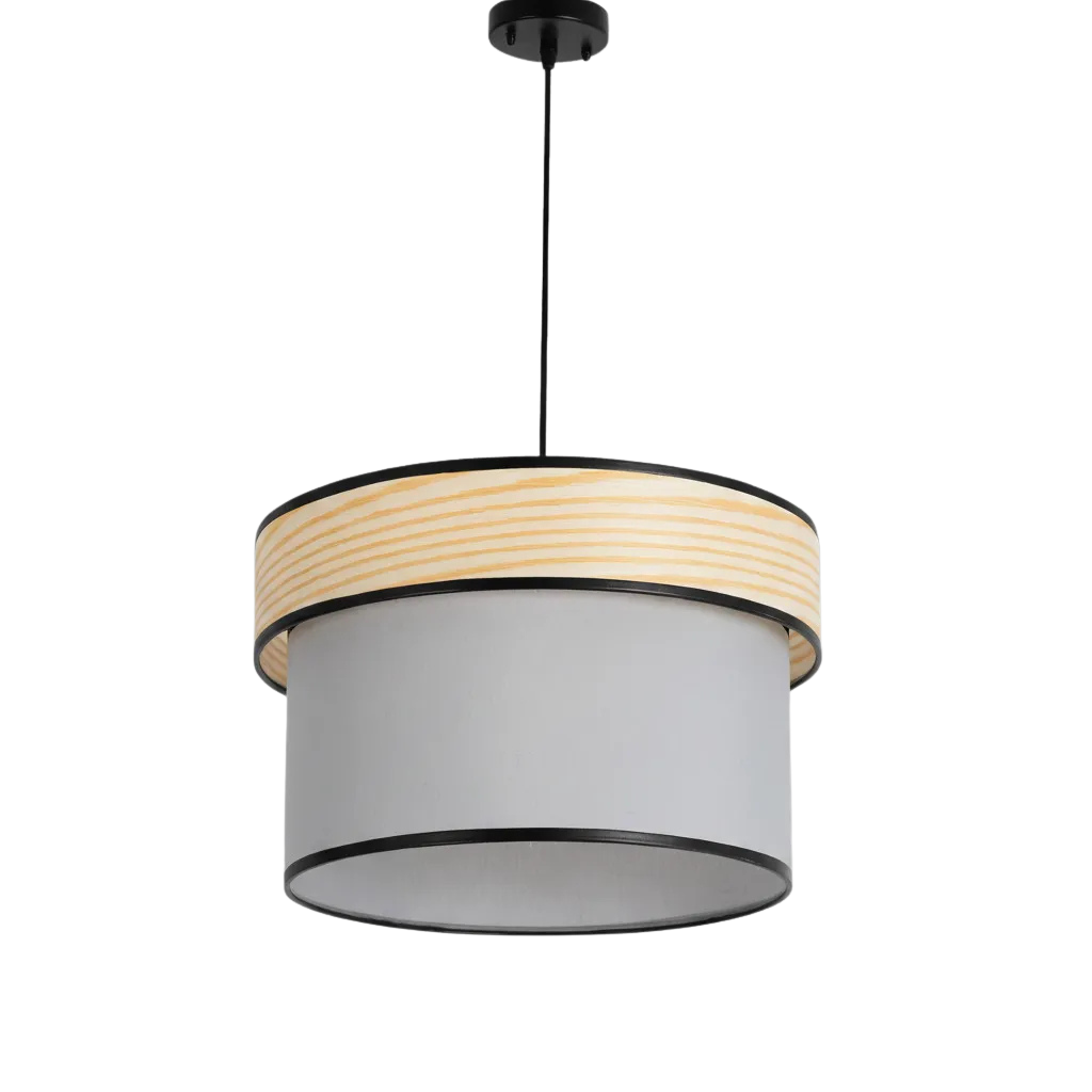 Printed Woody Single Pendant with Light Grey Shade  - YL-S-731-LG 0