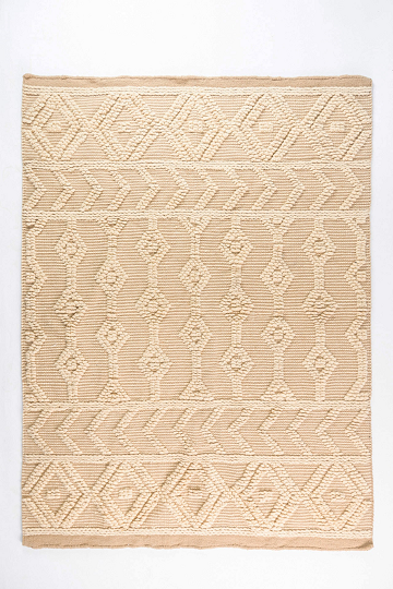 Sol Cotton & Wool Rug – Embossed Geometric Diamond Pattern - Efreshli