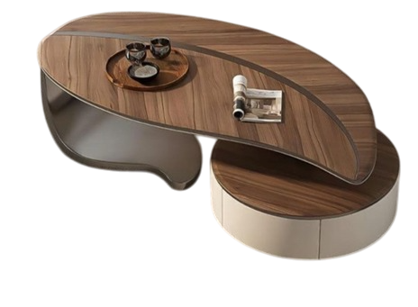 Double Crescent Coffee Table – Sculptural Design with Smart Function 0
