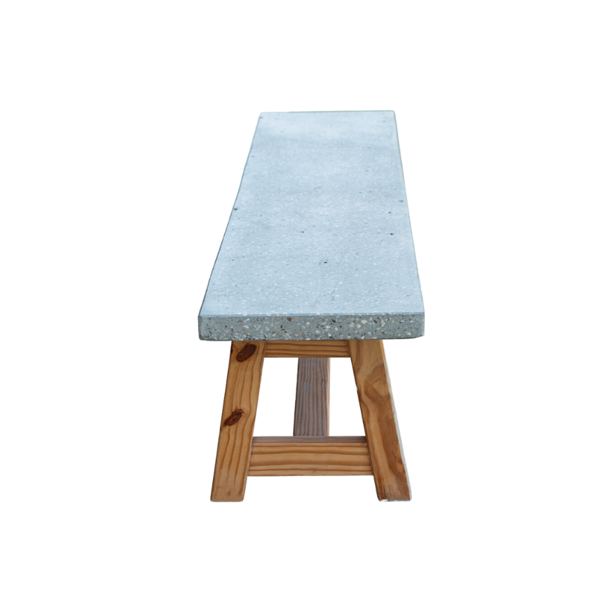 Millie Concrete Bench With Wooden Base 0