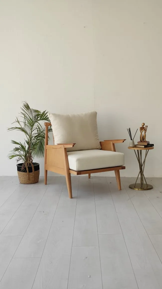 Armchair By Trozo In Beech Wood With Cushioned Seat & Back 1