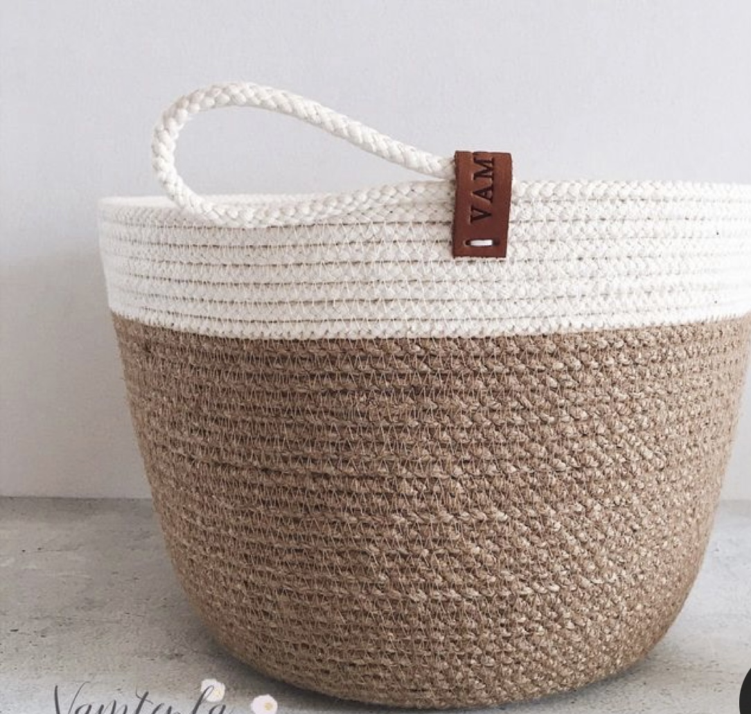 Emilia Woven Jute basket x white 0