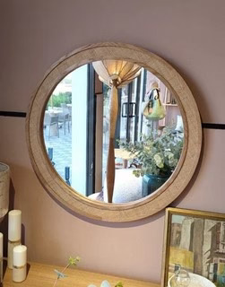 Cora Round Cane Wall Mirror – Stylish Rustic Home Décor 2
