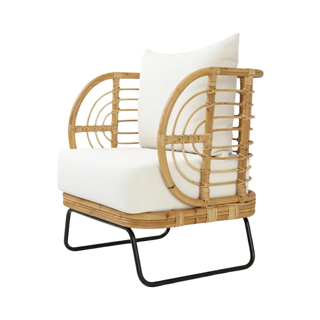 Bamboo Outdoor Chair with Metal Legs 0