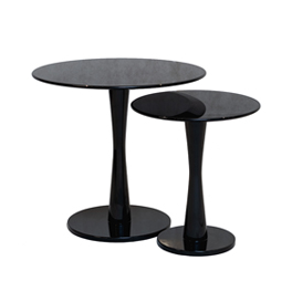 Flute Side Table Set of 2 - High Gloss Finish - Round Top 0