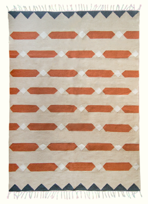 Bricks Wool Rug – Handwoven Geometric Design on Cotton Base 0