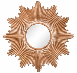 Rustic Sunburst Wall Mirror With Wooden Frame 0