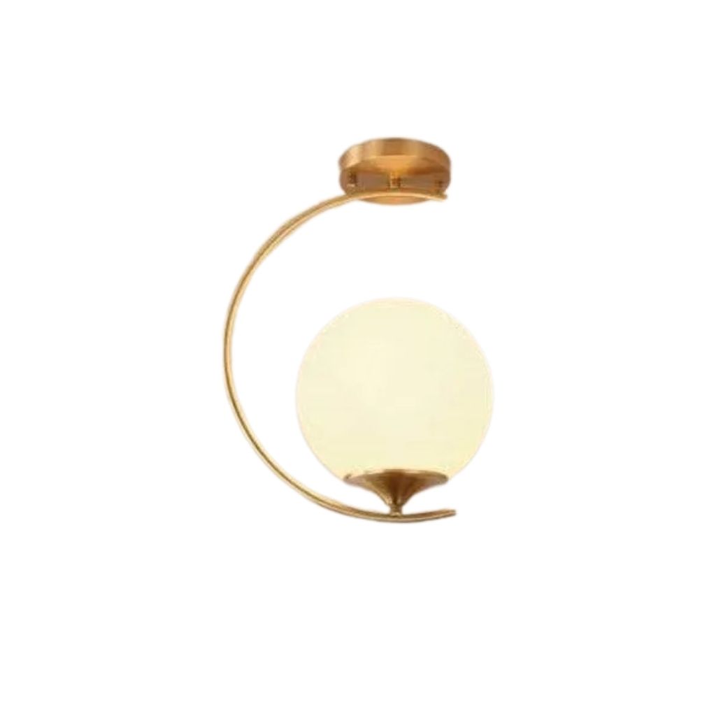 Gold Sculptural Steel Pendant With Opal Globe - HOI.LGH-45 0
