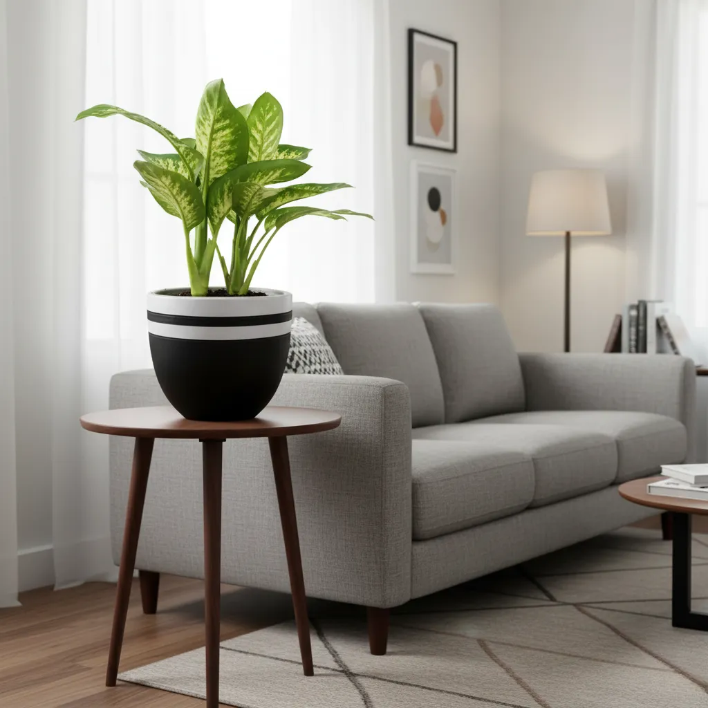 Dieffenbachia With Black & Silver Pot 1