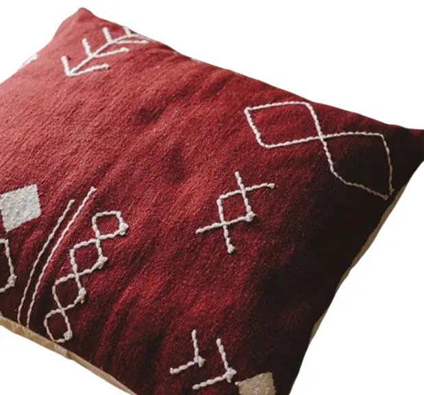 Burgundy Scattered Stitch Cushion 0