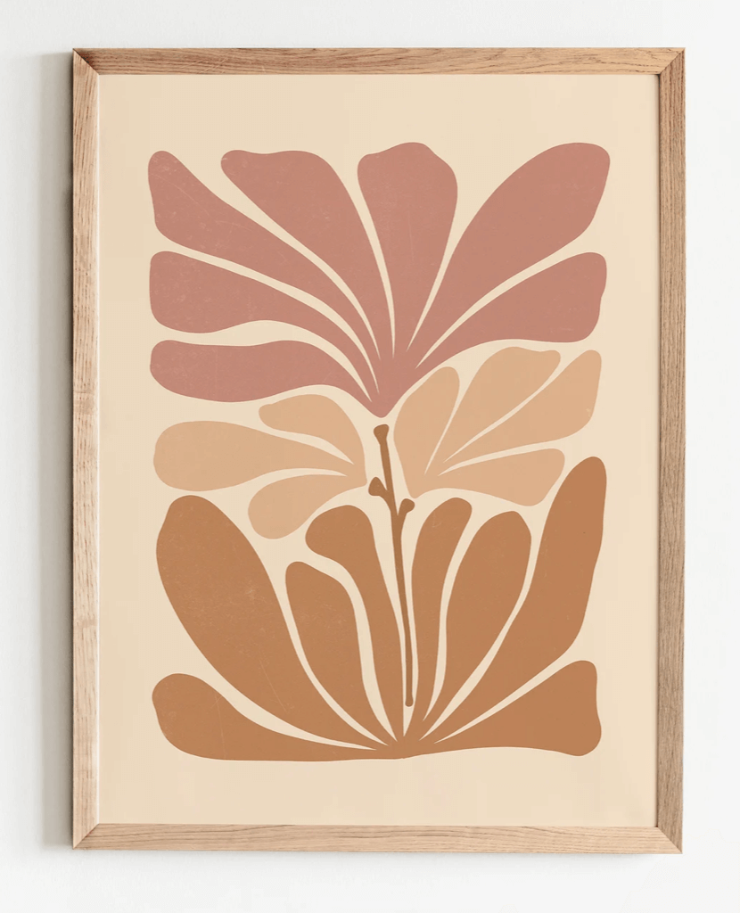 Abstract Leaves Printed Artwork  With Wooden Frame 0