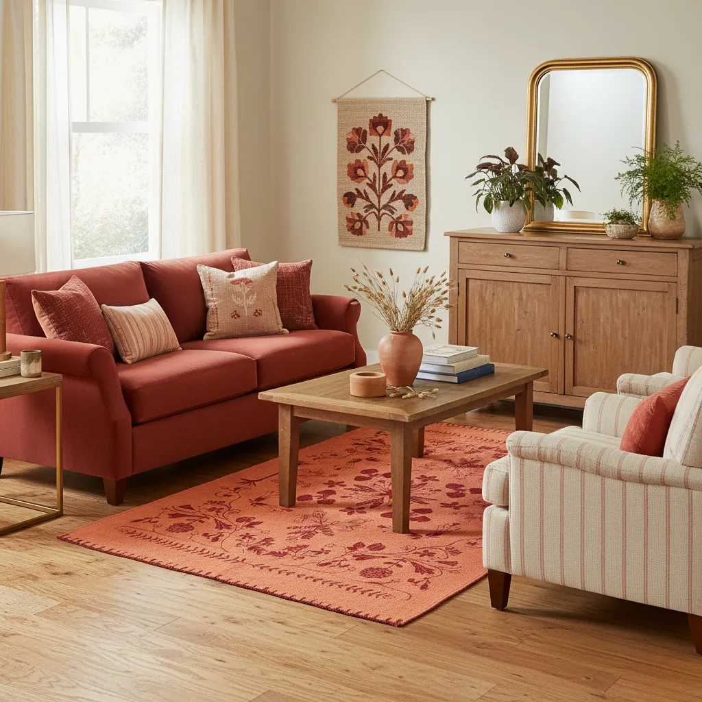 Blossom Handwoven Cotton Kilim Rug With Silk Screen Print 2