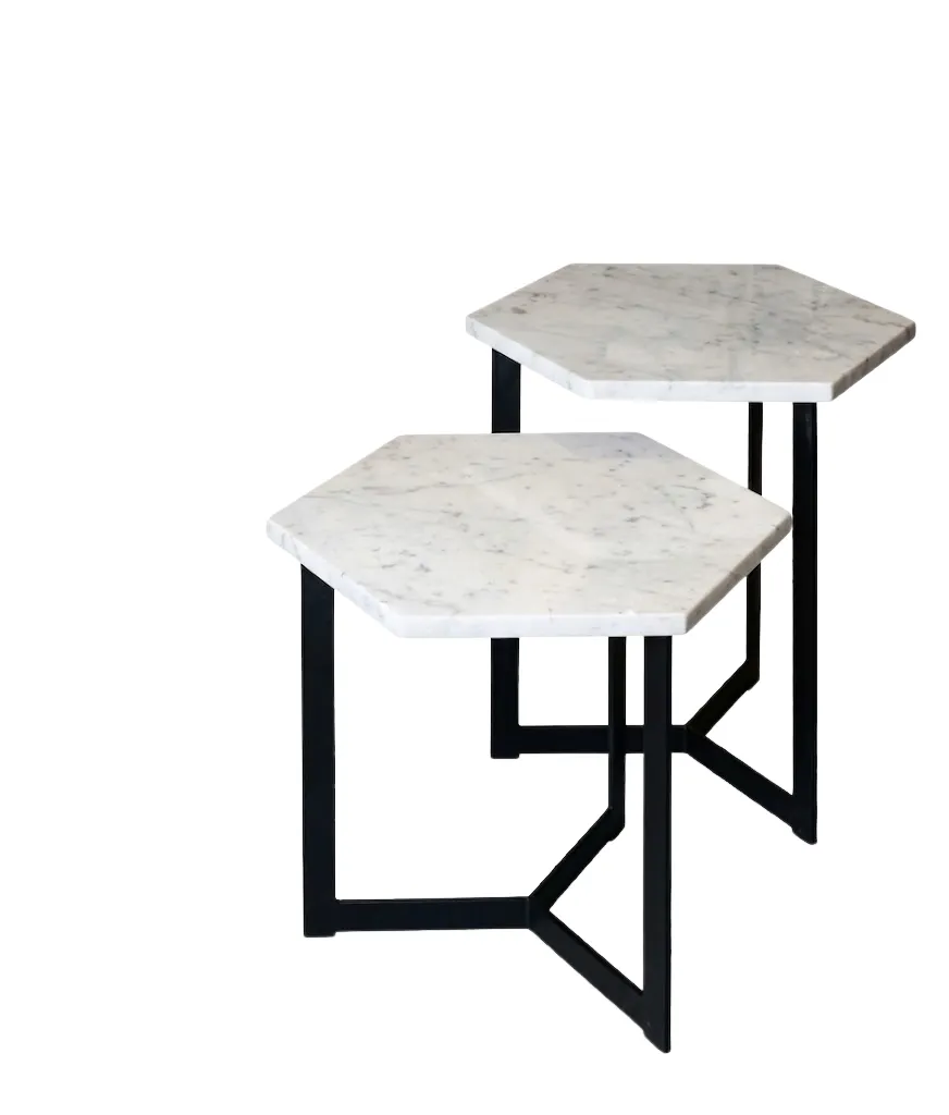 Ara Table Set AG3004 - 2 Pieces - Marble Top - Metal Legs image