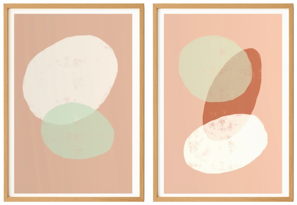 A Pair of Abstract Wall Art - Original Framed Art Prints 0