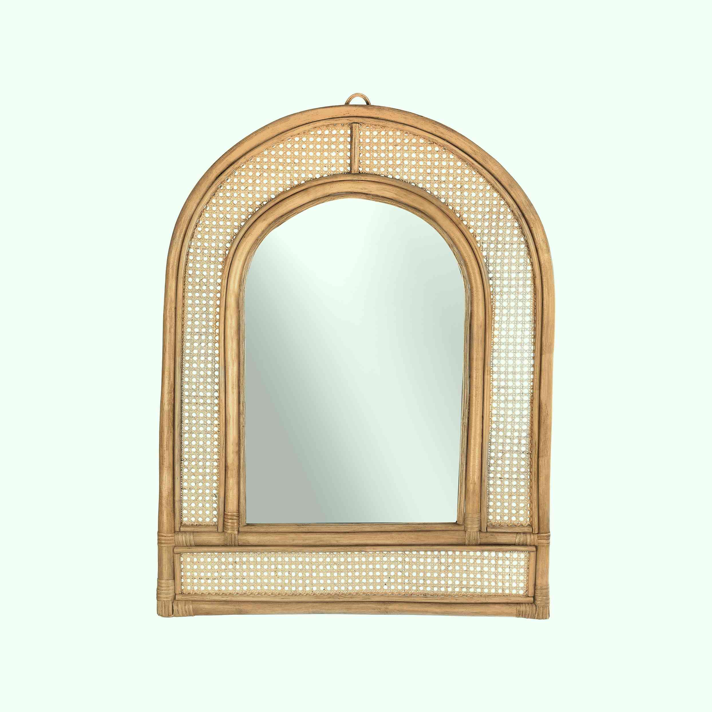 Venta Boho-Style Arched Bamboo Wall Mirror 0
