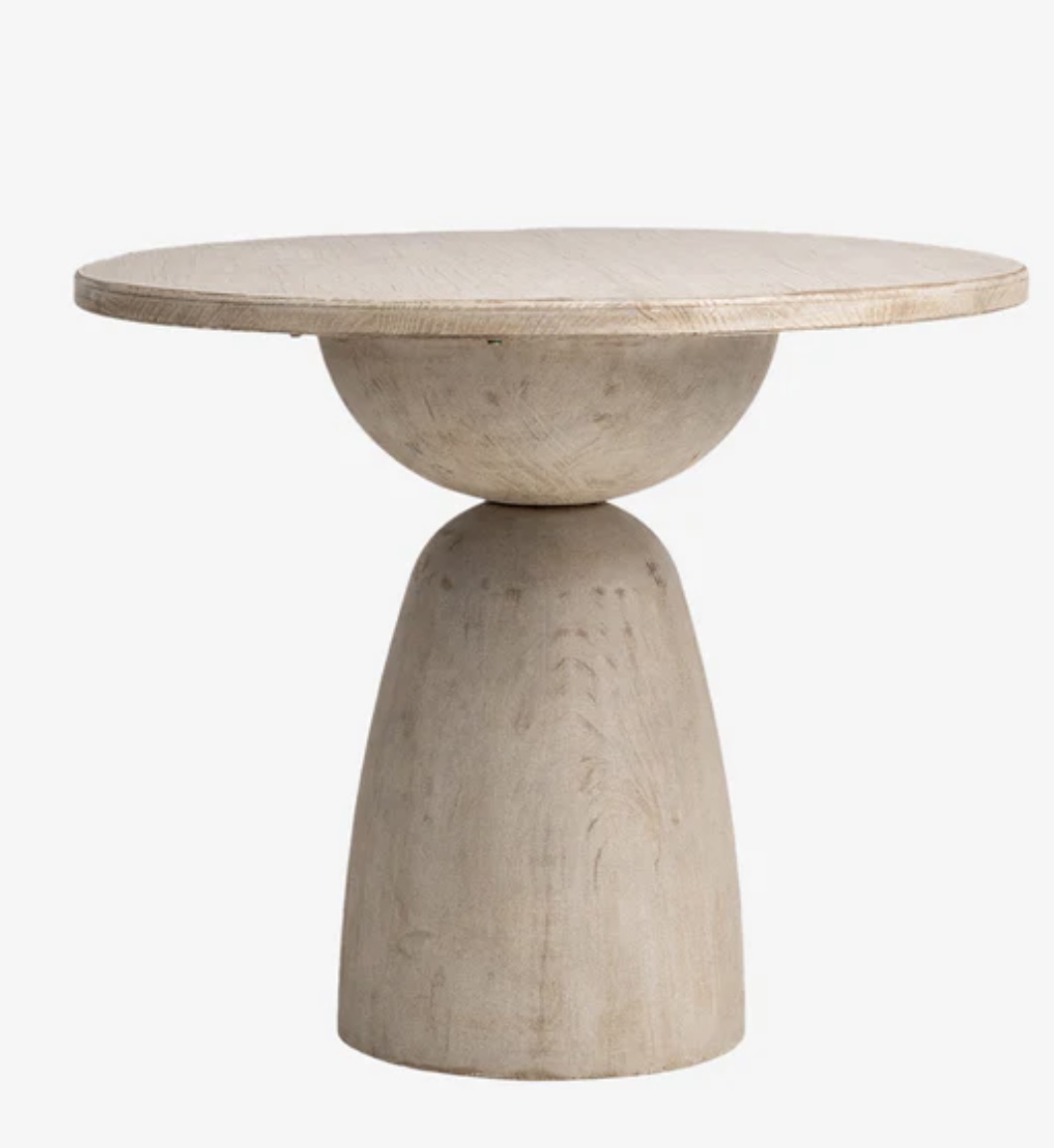 Florian Side Table With Beech Pine Wood & Oak Veneer - Round 0