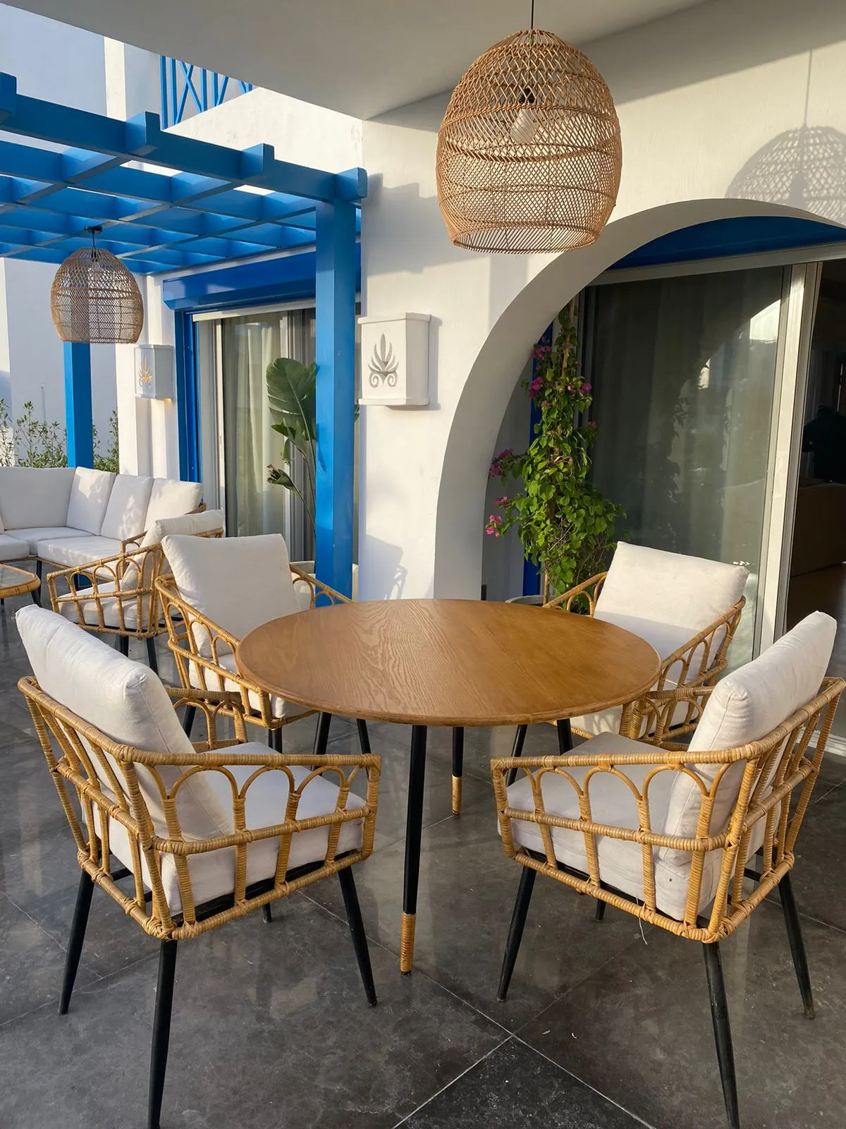 Bamboo & Metal Dining Table Set 1