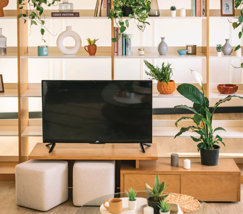 Double Deck Modern Modular TV Unit With Built-In Poufs 2