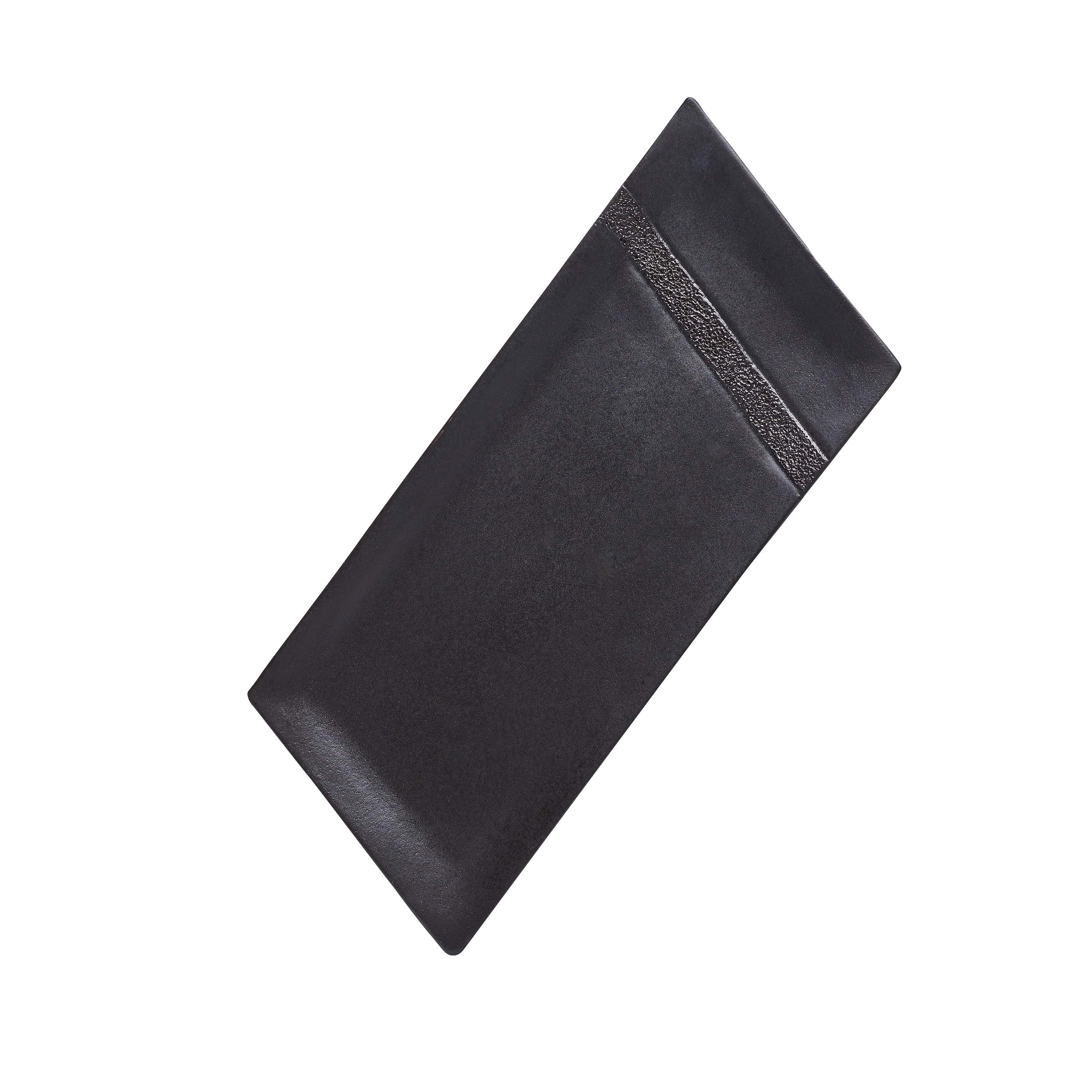 Ashes Serving Plate Rectangular Hammered Edge Black 0