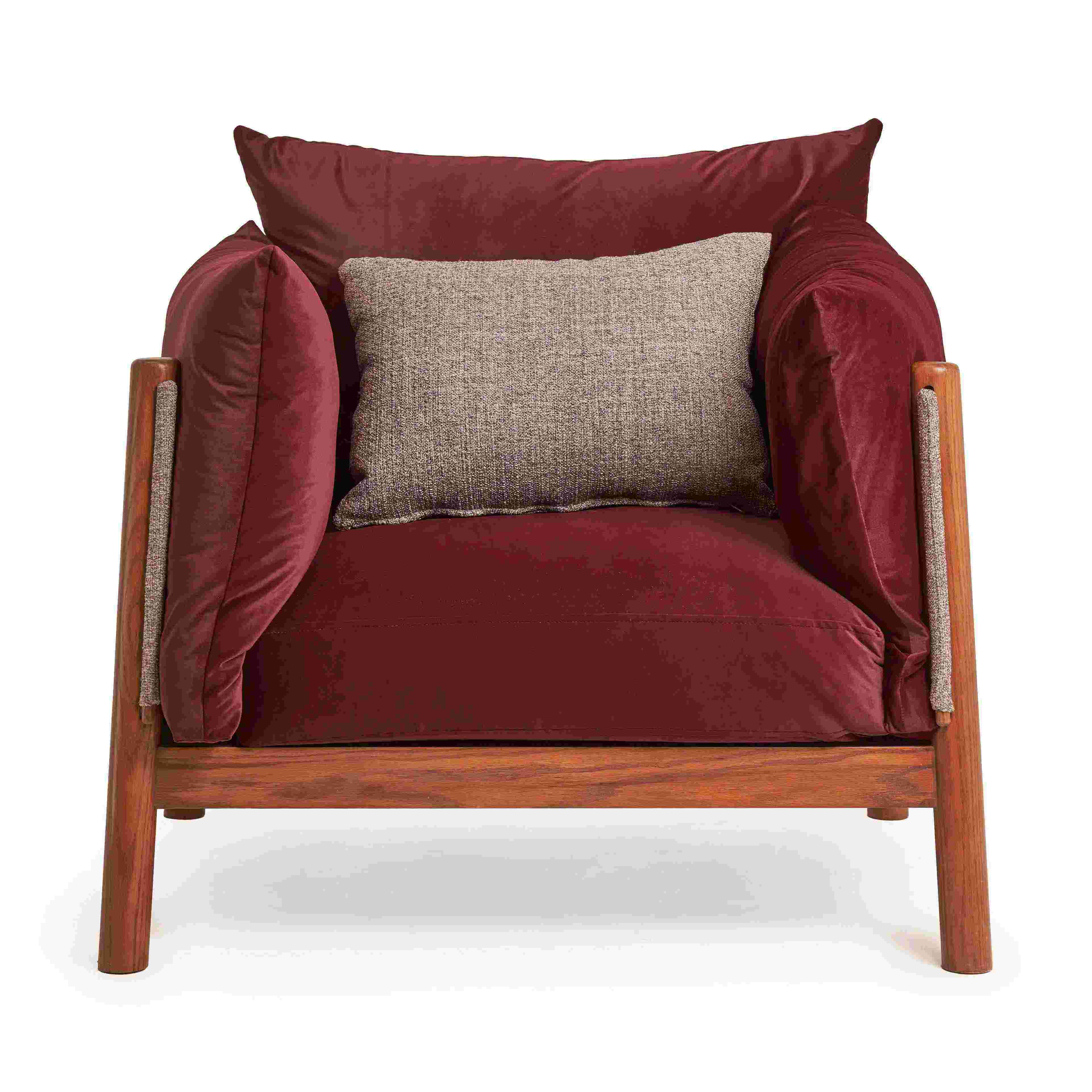 Nui Armchair - Soft Upholstery Fabric - Wooden Frame 1