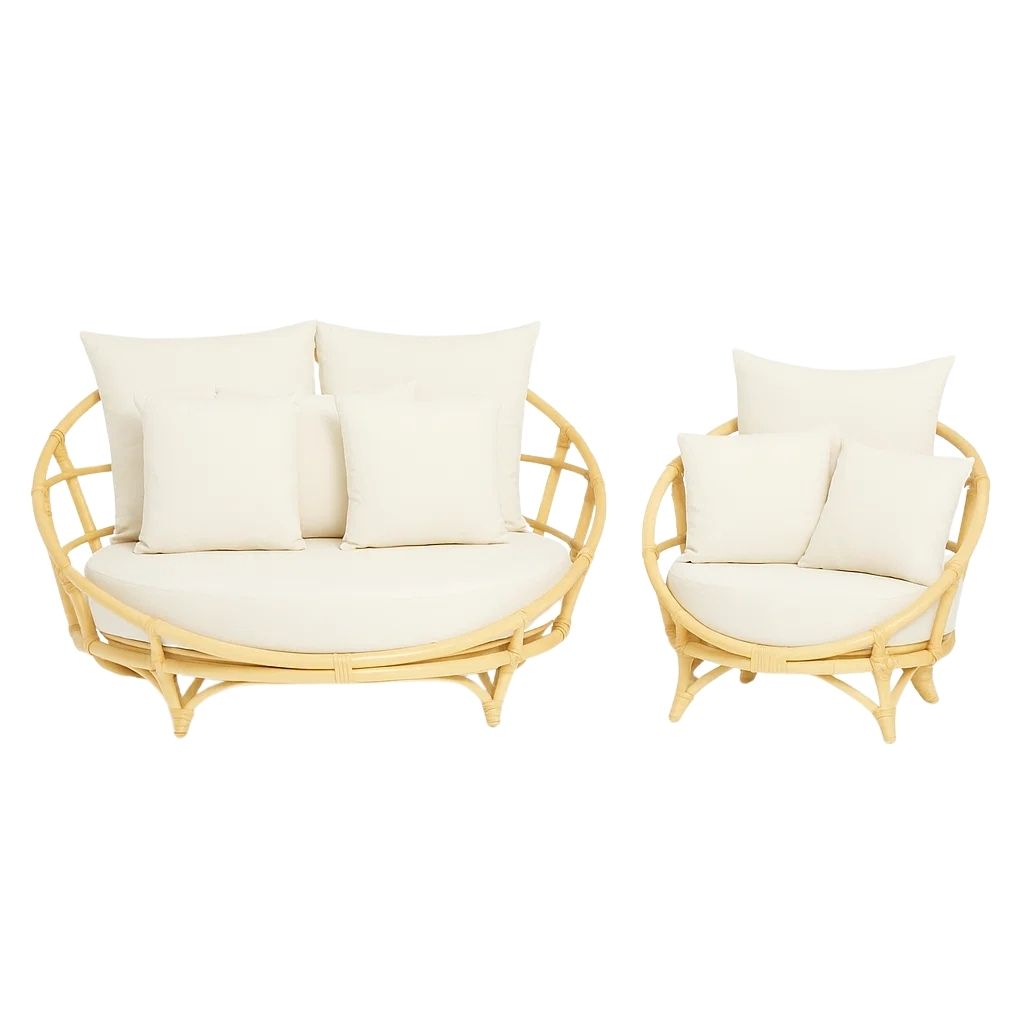 طقم كرسي دائري كبير وصغير من البامبو الطبيعي