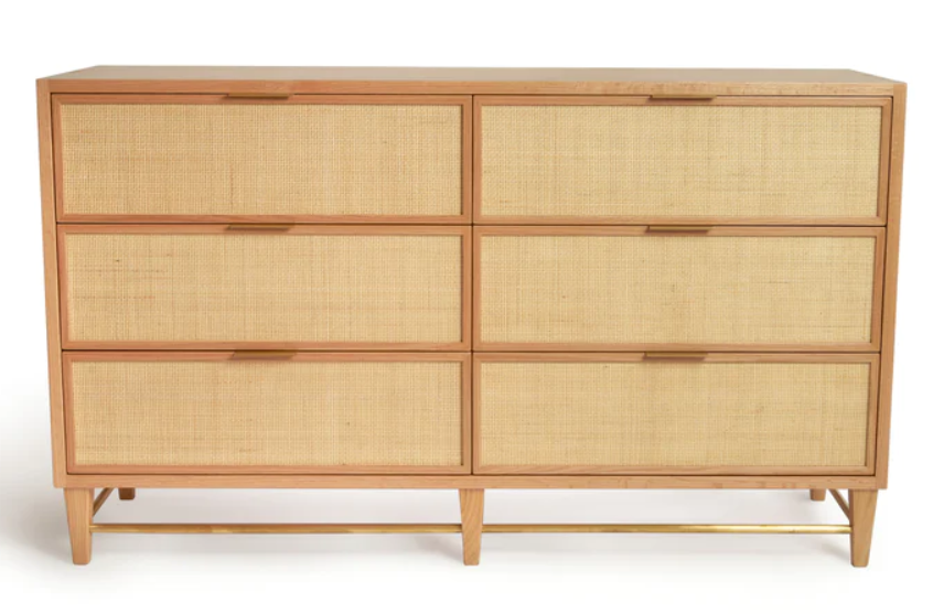 Cane and Oak Dresser Of 6 Spacious Drawers 0