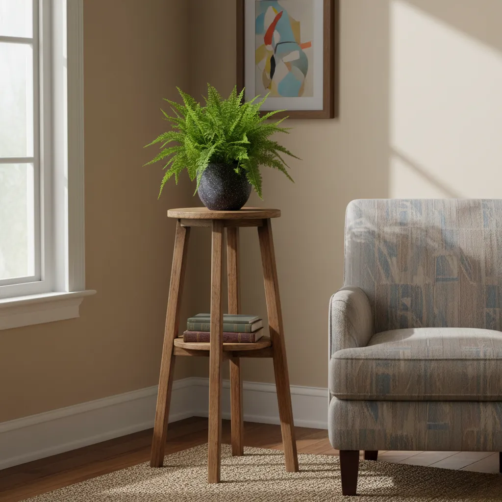 Boston Fern With a Terrazzo Black Pot 1