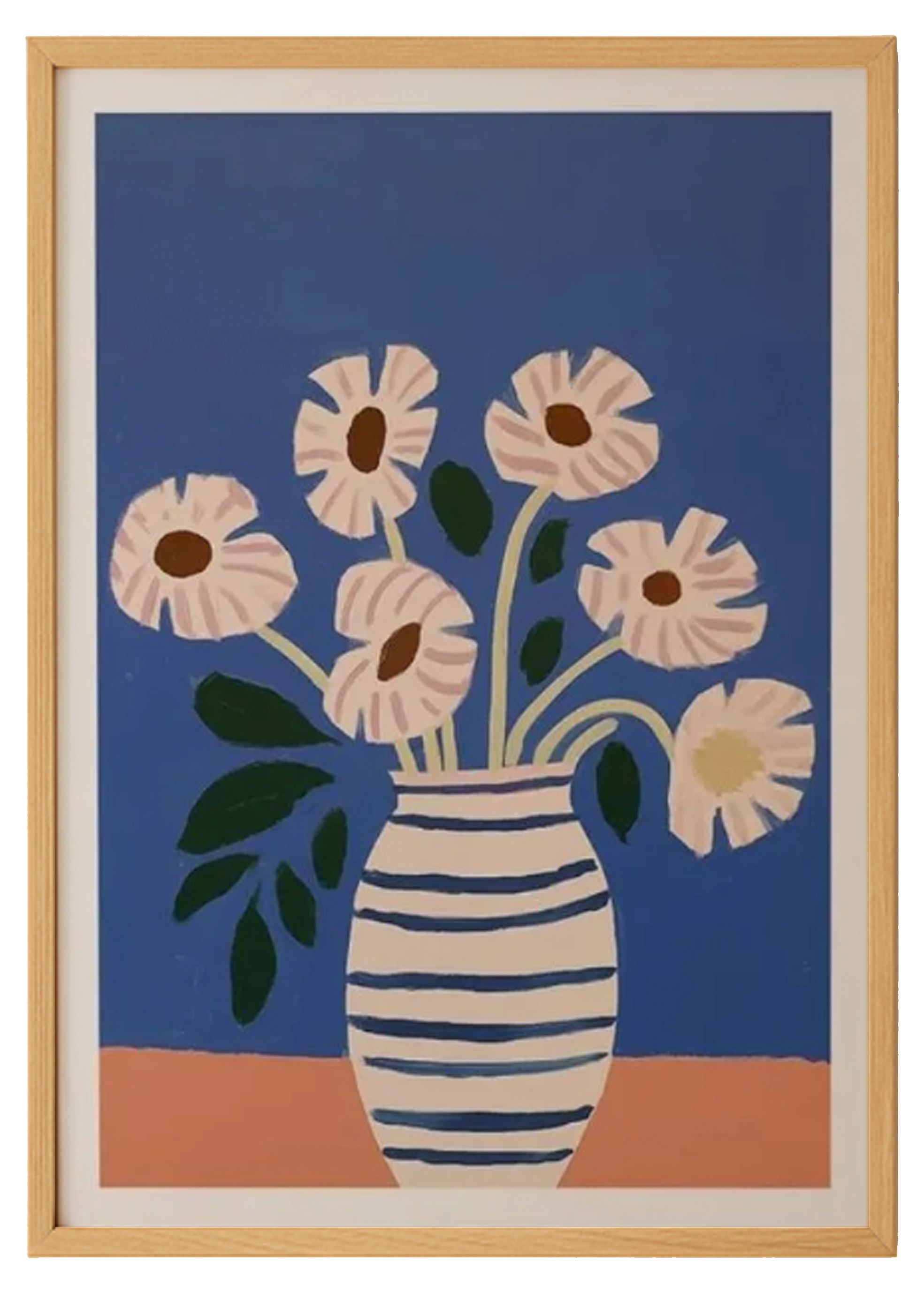 Colorful Vase Artwork – Bold Blue and Terracotta Background 0