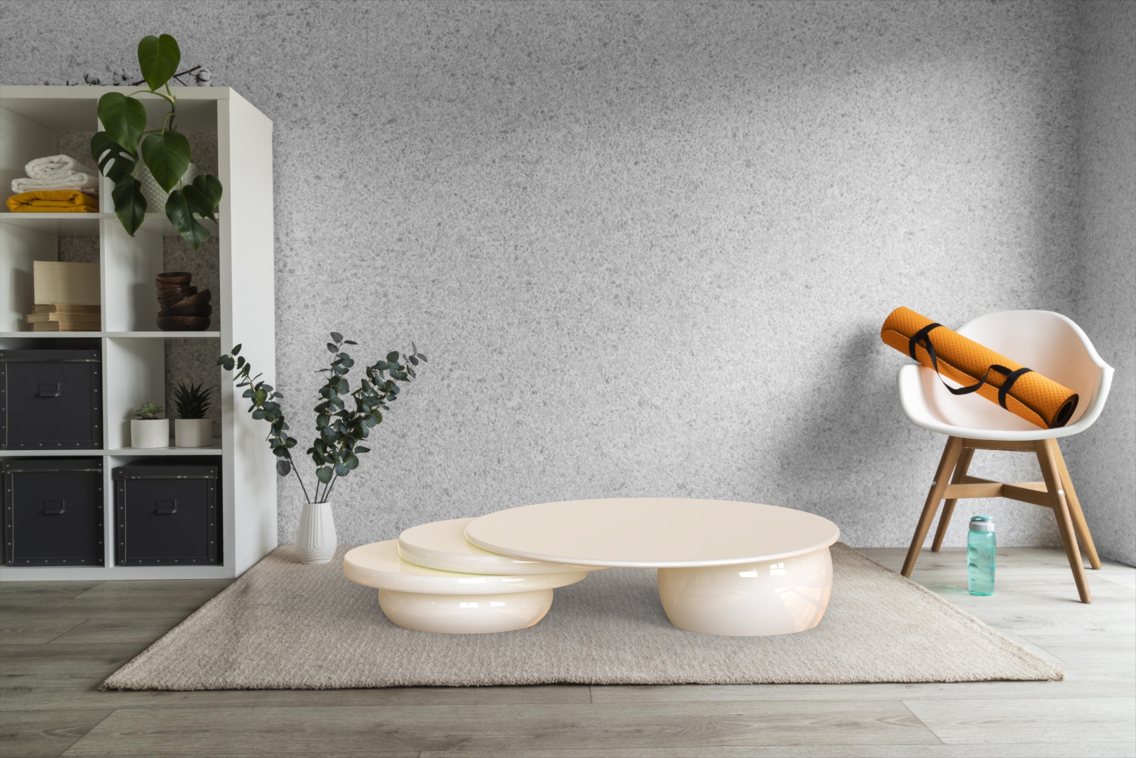 Rock Stack Coffee Table - Cream Round Design 1