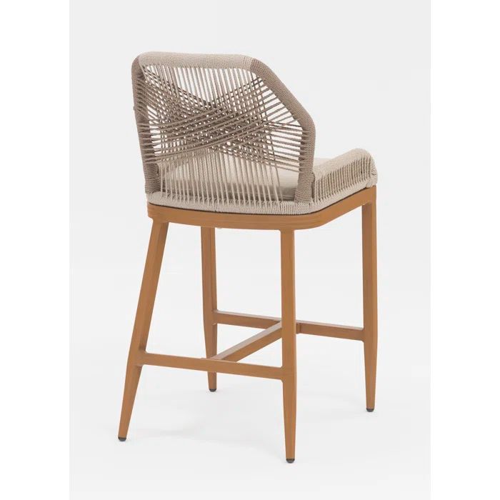 2 High Beech Wood Bar Chairs 2