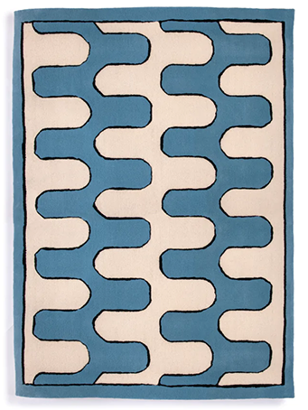 Luna White & Baby Blue Tufted Rug 0