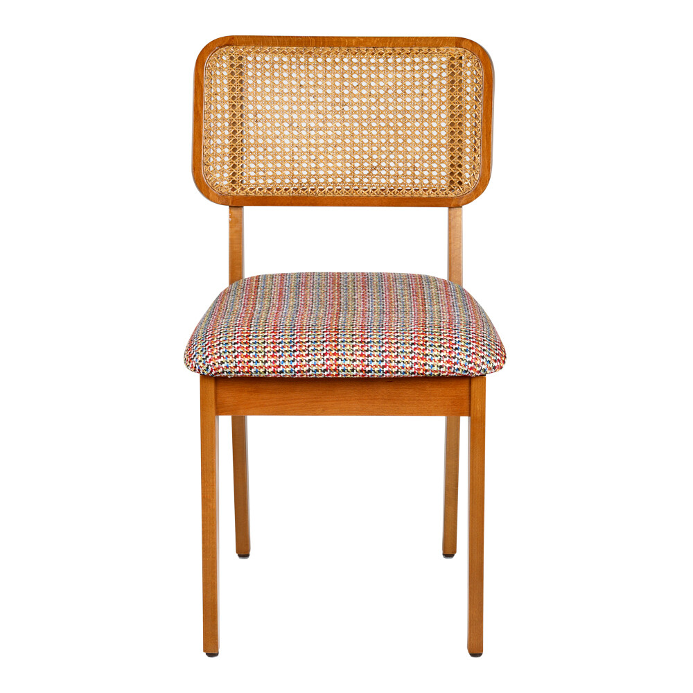 Ela Dining Chair (Multicolor Fabric) - Cane Back 3