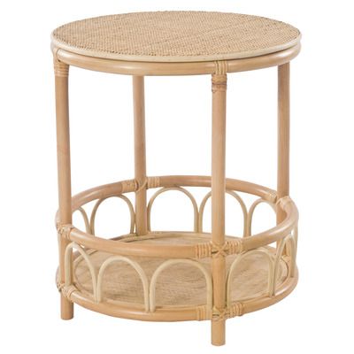 Bamboo Side Table With Shelf 0