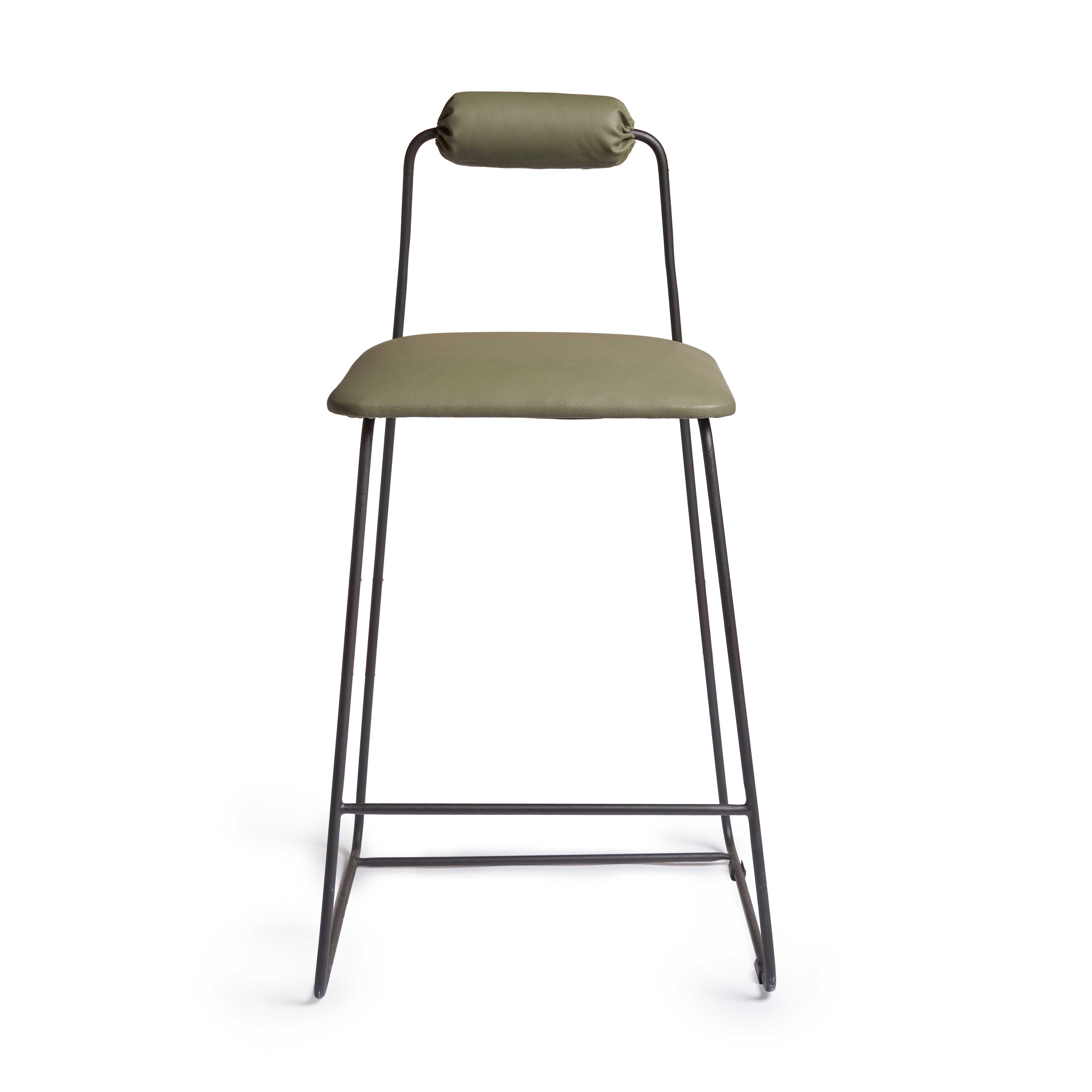 Skeleton Black Metal Bar Stool With Upholstered Seat 0