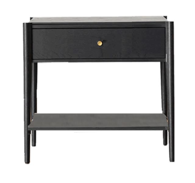 Black Night Table - Wooden Sleek Design With 1 Drawer 0