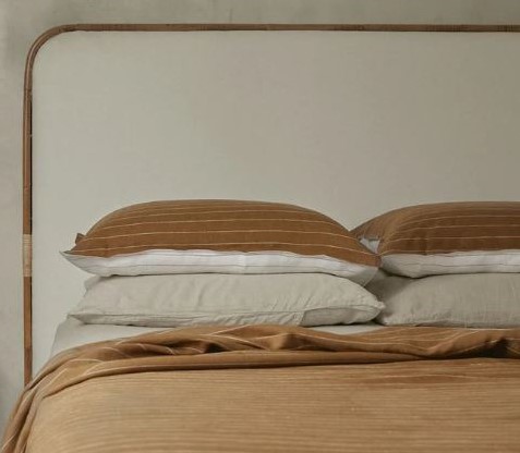Cloud Single Bed with Upholstered Headboard and Bamboo Border 0