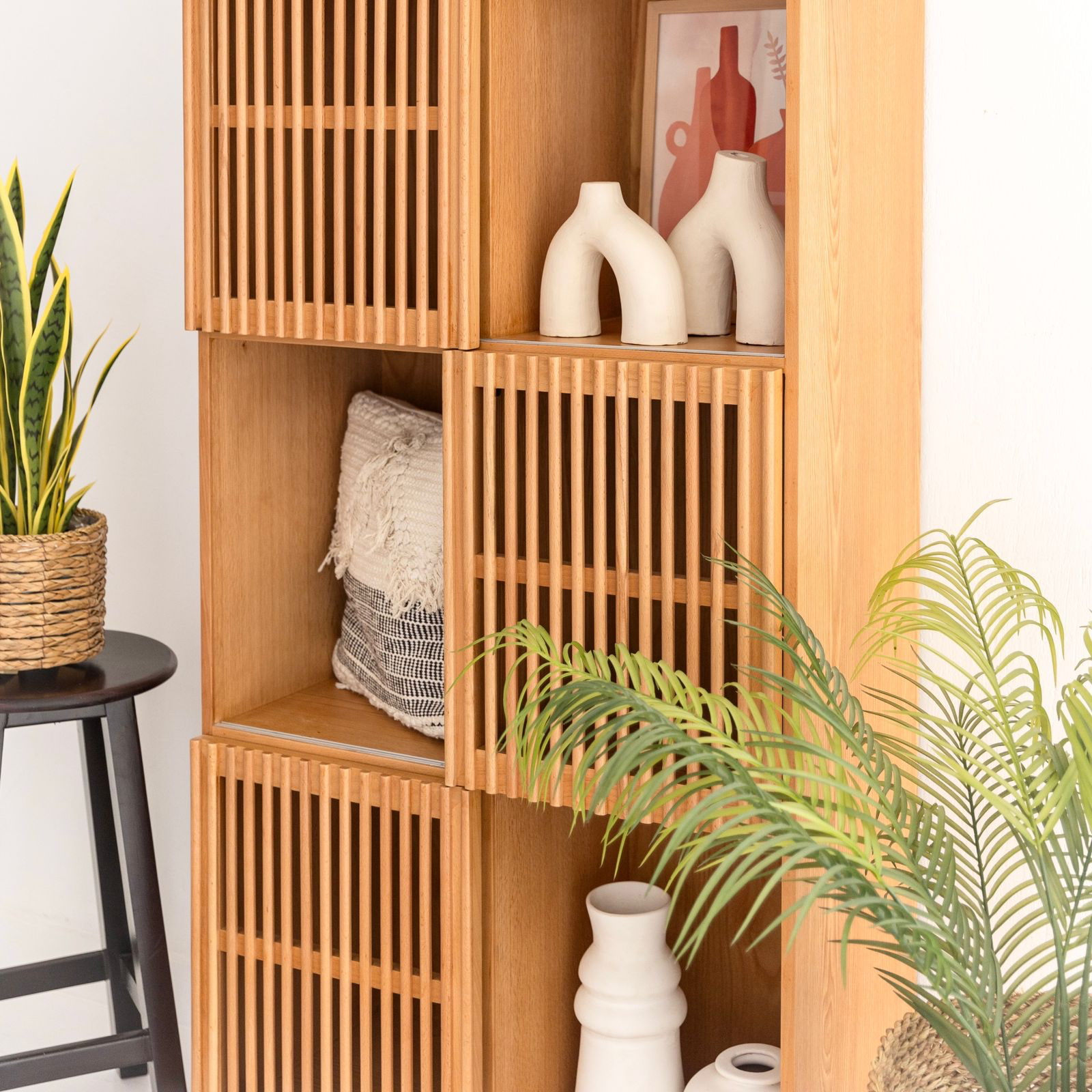 Beyla Shelf Unit In Natural Beech Wood With Oak Veneer 2