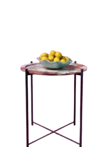 Galactic Side Table - Marble Top and Sleek Base - Round 0