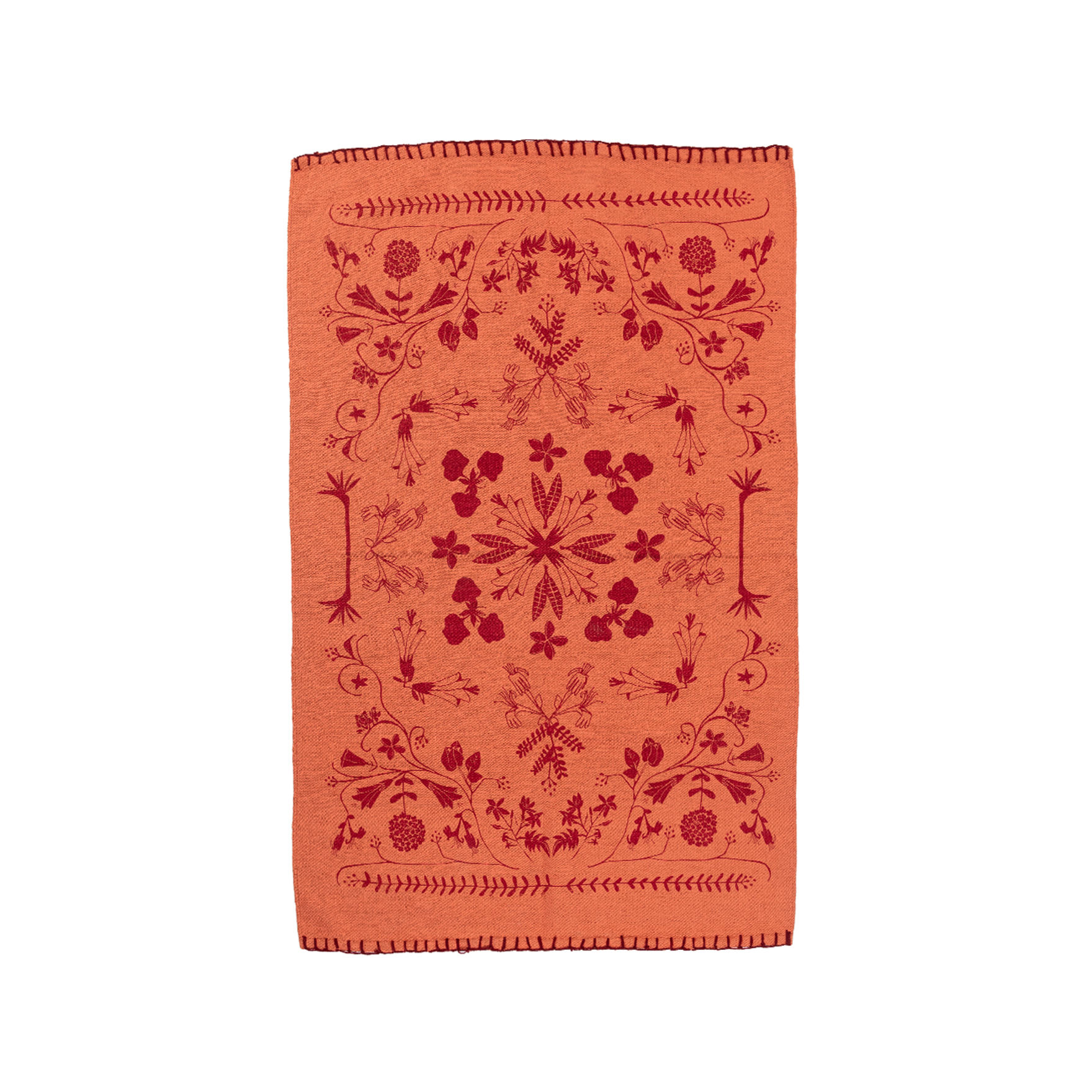 Blossom Handwoven Cotton Kilim Rug With Silk Screen Print 0
