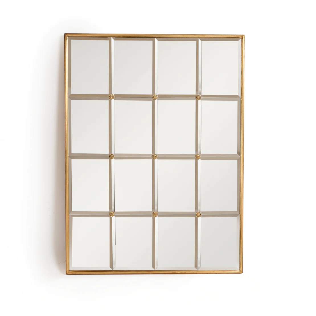Felicity 16-Panel Windowpane Mirror With Brass Rosettes 0