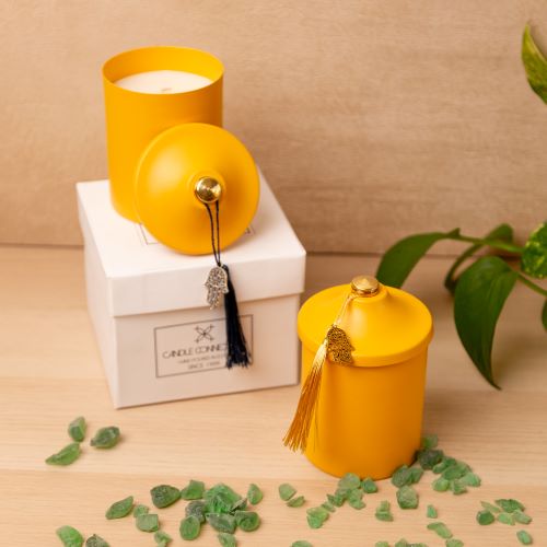 Orchid & Jojoba Scented Pyramid Candle Cup Yellow 1