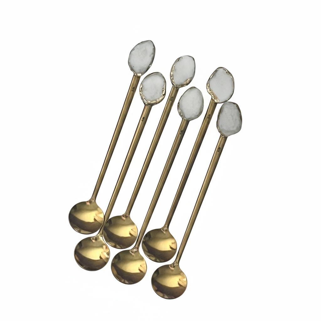 White Gold Stainless Steel Teaspoons – Set of 6