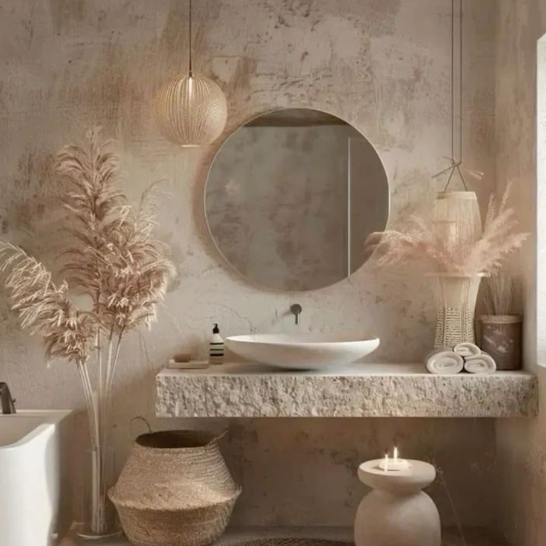 Polly Round Minimalist Wall Mirror – Boho Accent image