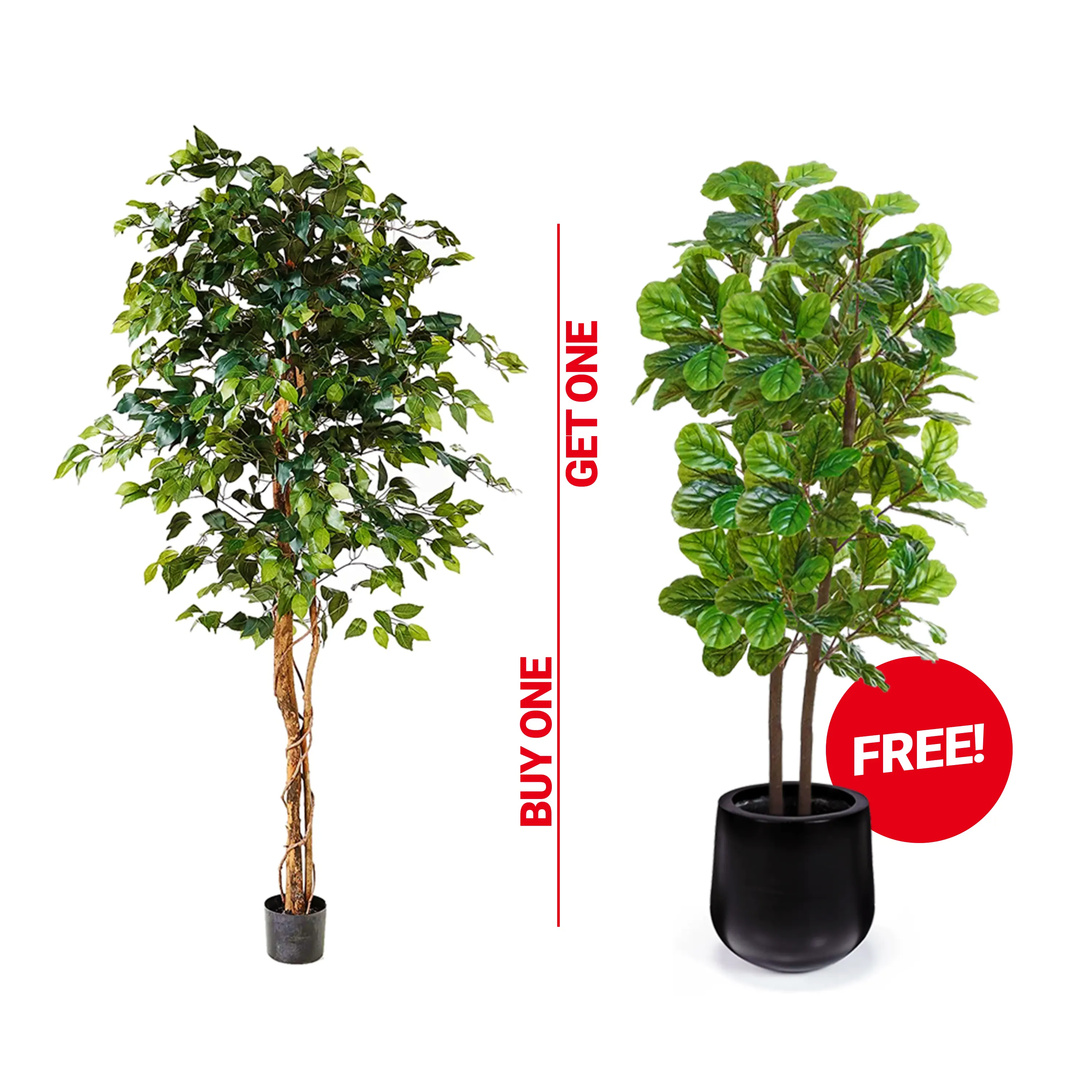 Artificial Ficus Benjamina + Artificial Grand Tree With Decorative Pot 0