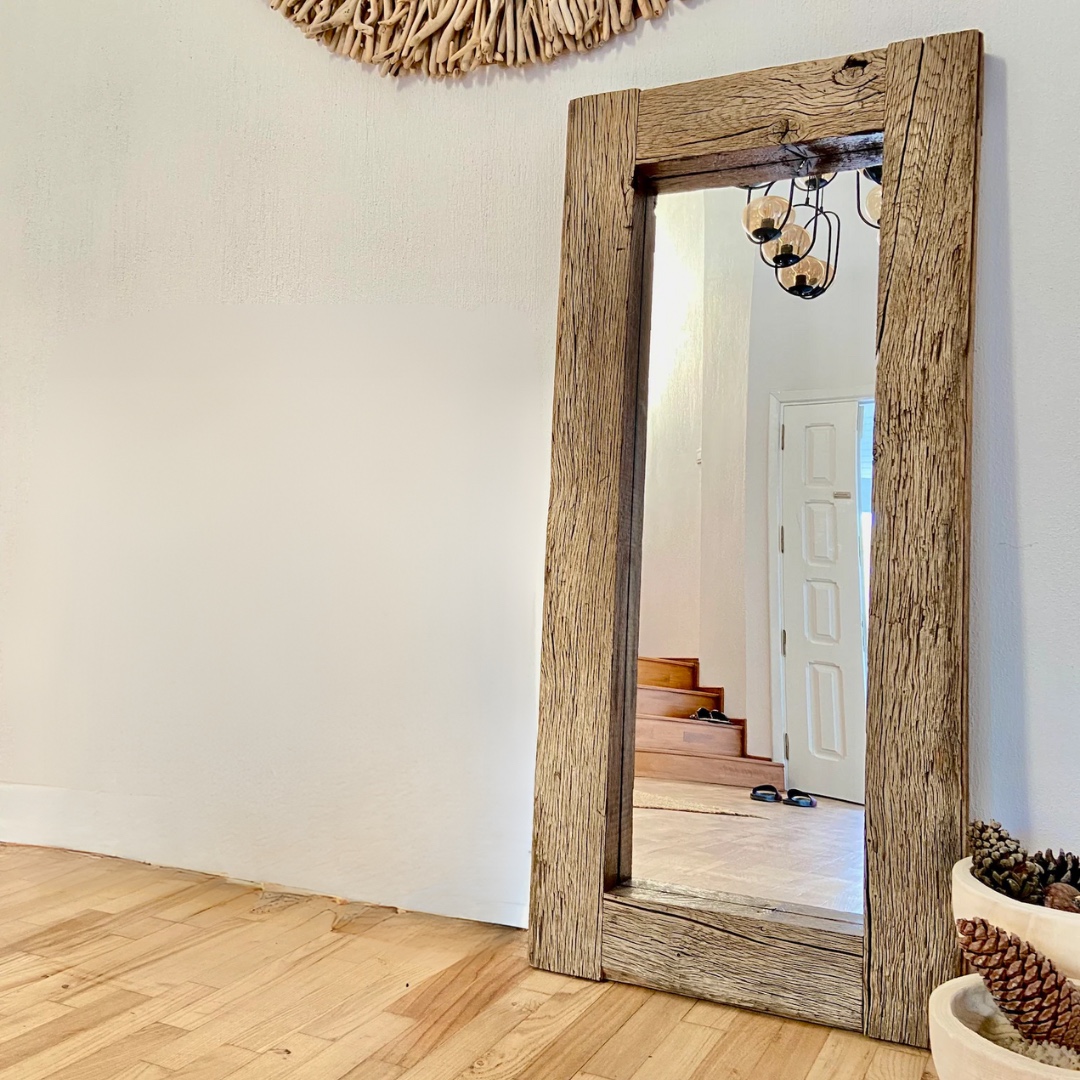 Thea Rustic Full-Length Wooden Mirror - Natural Charm 0