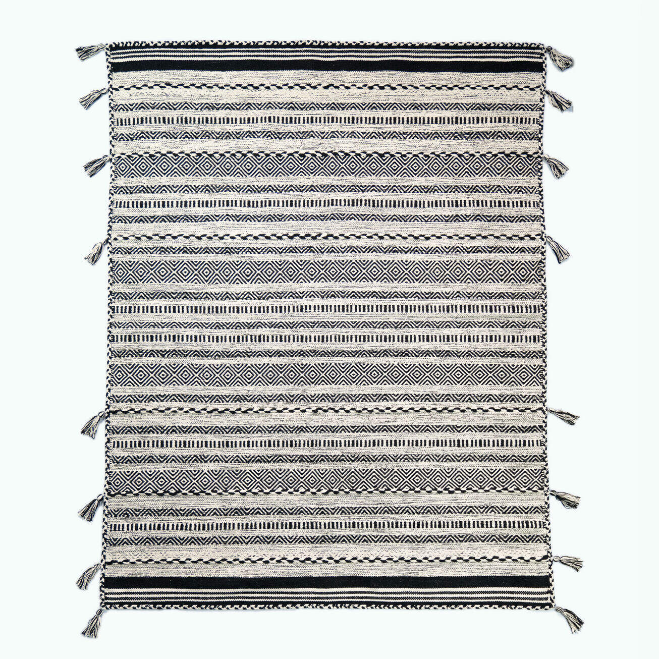 Black Boho Cotton Rug 0