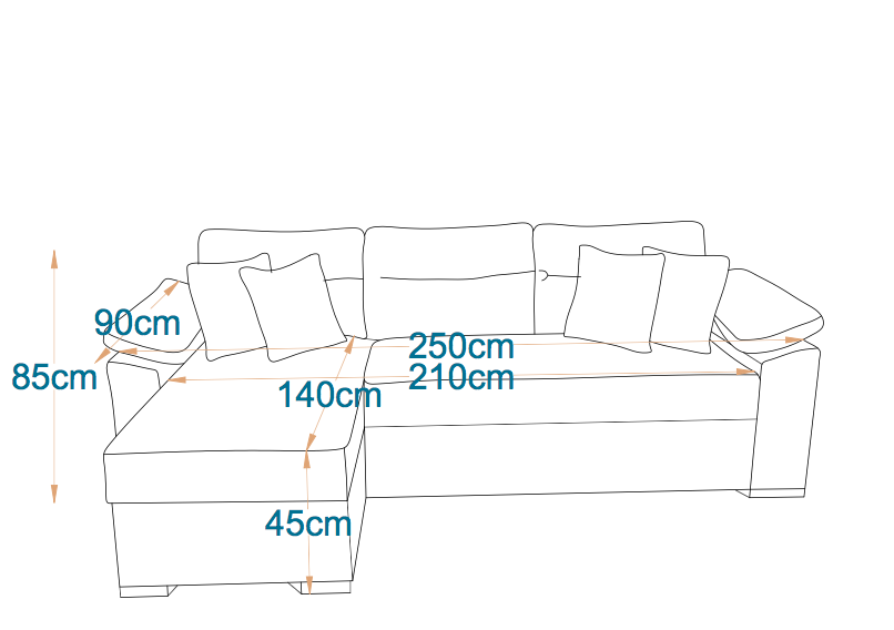 Milan Pull Out Sofa Bed - Chaise Lounge With Storage 4