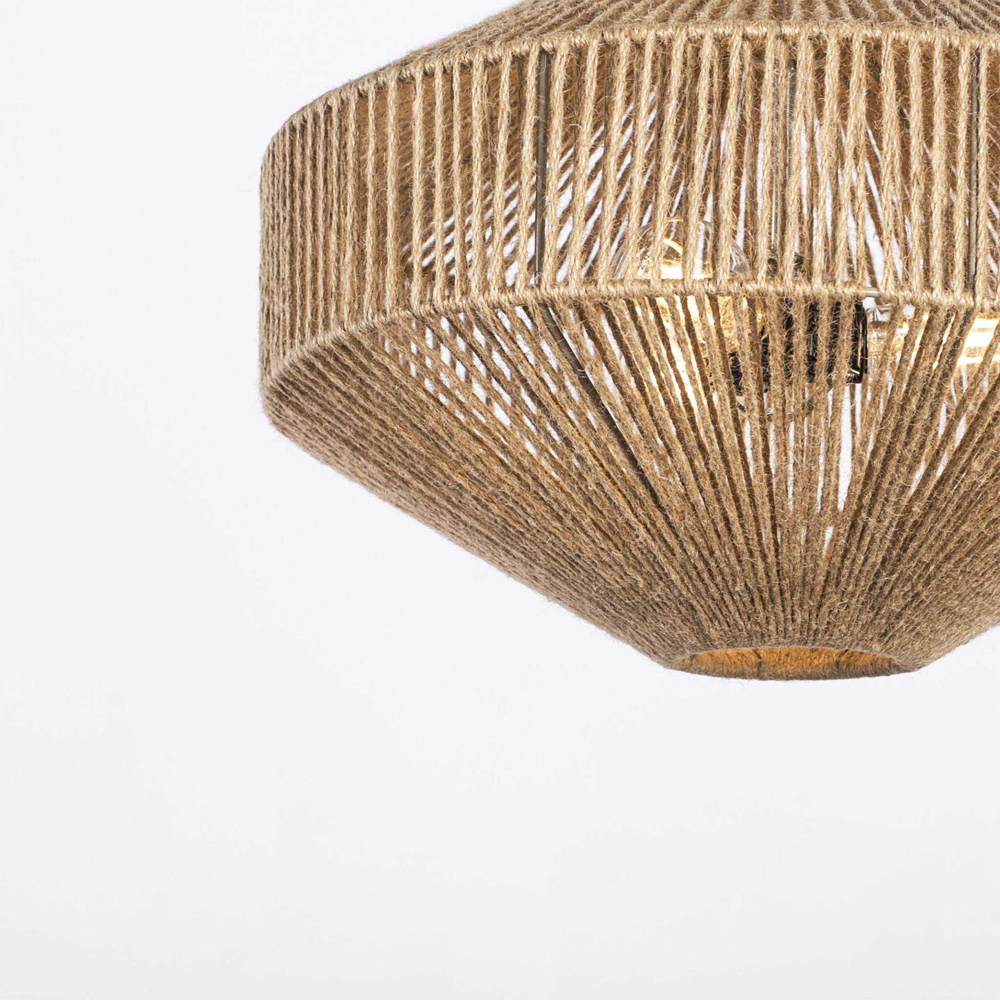 Woven Pendant Light - 3-Socket Ceiling Lamp in Natural Fiber - A77 2