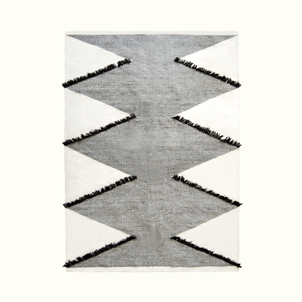 Frilled Diamonds Handwoven Wool Rug – Zigzag Modern Design 0