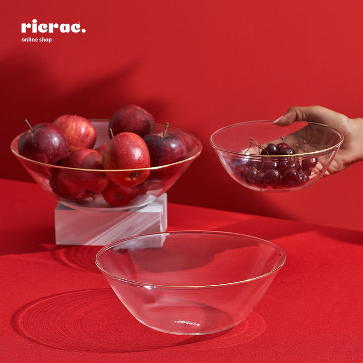 Rekama-Hand Blown Glass Bowls with Gold Edge 0